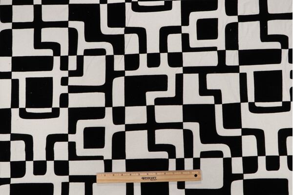 PK Lifestyles Positive Negative Flocked Cotton Drapery Fabric in Domino 