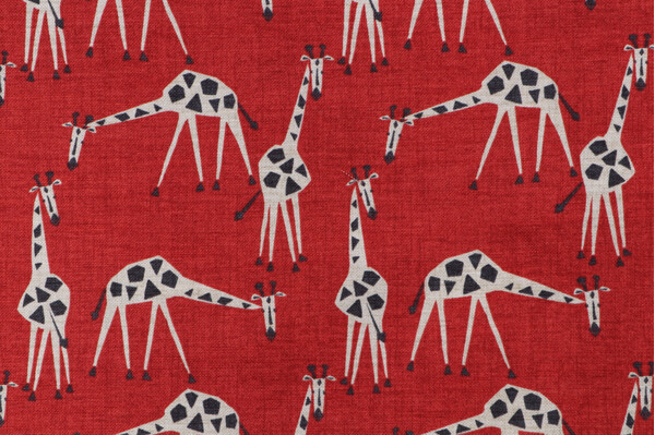 Novogratz Just Giraffes Printed Cotton Drapery Fabric in Poppy 
