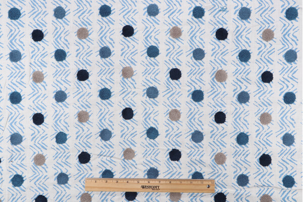 PK Lifestyles Moon Beat Printed & Embroidered Cotton Drapery Fabric in Bliss 