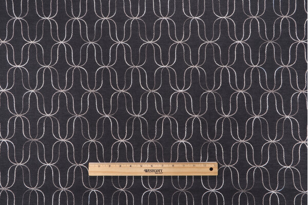 Novogratz Acoustic Embroidered Drapery Fabric in Onyx 