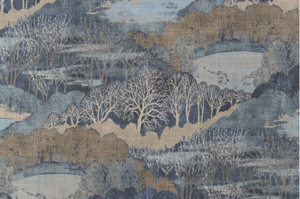 PK Lifestyles Gathering Sky Printed Cotton Blend Drapery Fabric in Twilight 