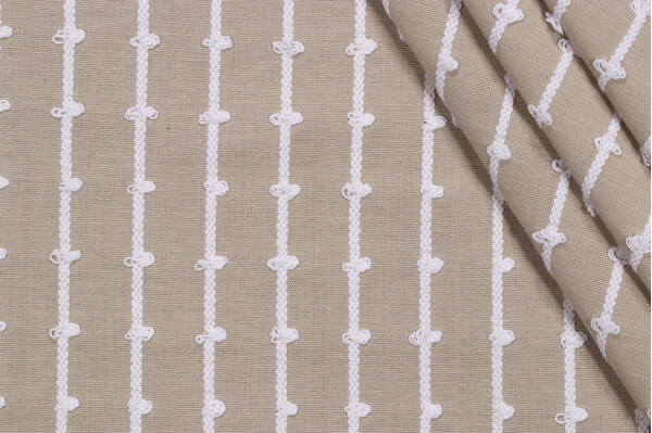 PK Lifestyles Loops Embroidered Cotton Decorator Fabric in Twine 