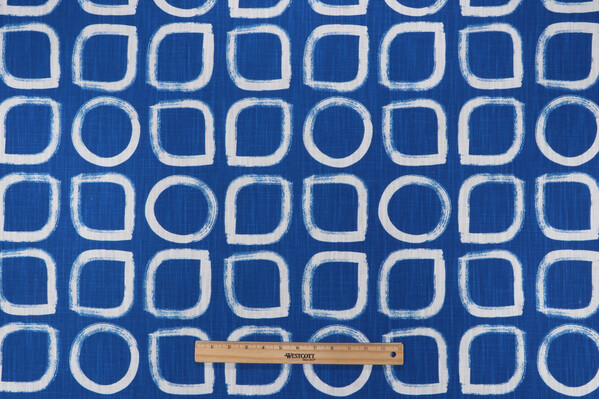 Domino Asawa Block Printed Cotton Drapery Fabric in High Noon for Robert Allen 