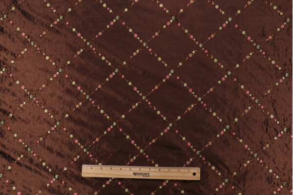 Cordell Embroidered Decorator Fabric in Chocolate/Multi 