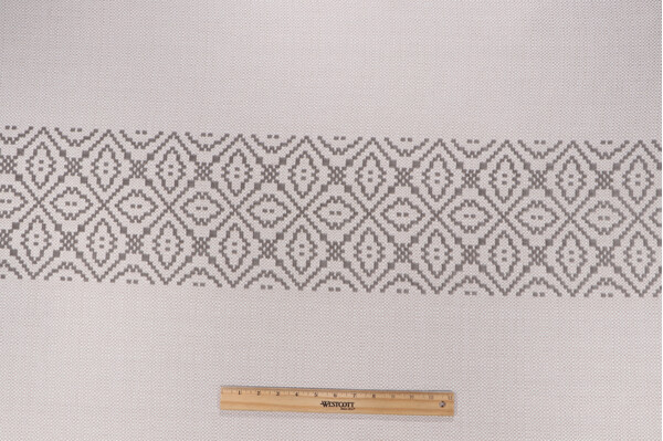 Sample of Sunbrella Tribal Stripe 370006-0001 Woven Solution Dyed Acrylic Outdoor Fabric in Pewter 
