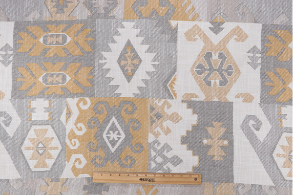 Kilim Woven Solution Dyed Acrylic Outdoor Fabric in Mustard