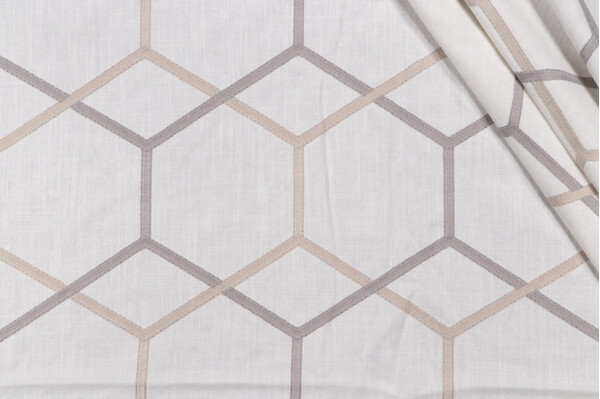 Gunnison Embroidered Drapery Fabric in Stone