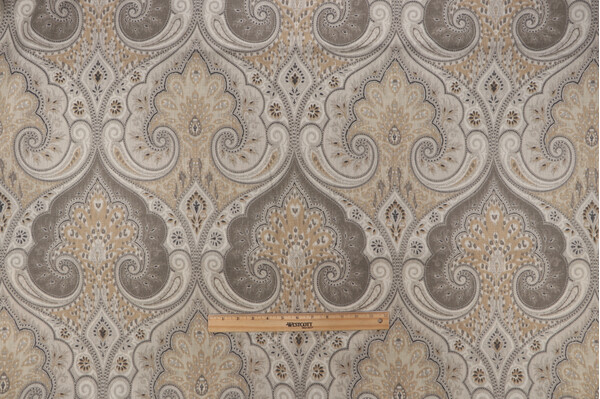 Echo Latika Printed Linen Drapery Fabric in Limestone for Kravet CLOSEOUT