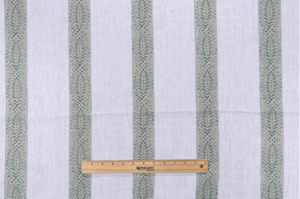 Kolby Printed Linen Drapery Fabric in Vert