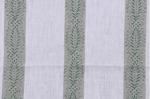 Kolby Printed Linen Drapery Fabric in Vert