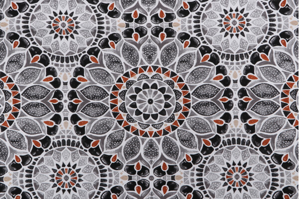 Evertru Cooper Medallion Printed Polyester Outdoor Fabric in Grey