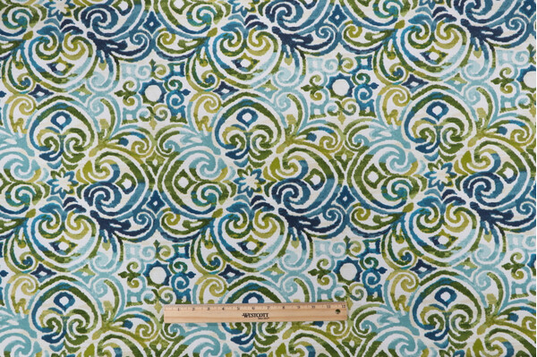 Bryant Fabrics Corinthian Printed Polyester Outdoor Fabric in Lagoon