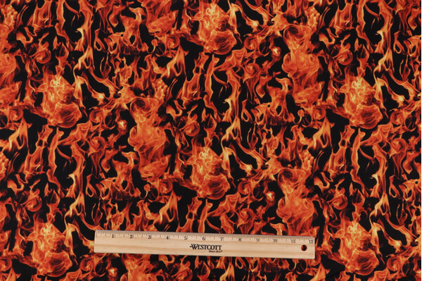 Timeless Treasures Flames Printed Cotton Craft Fabric in Black