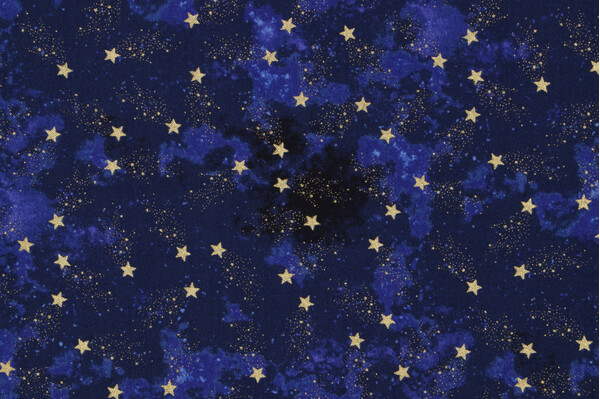 Fabrics Of SoHo Metallic Stars Printed Cotton Craft Fabric in Navy for Timeless Treasures