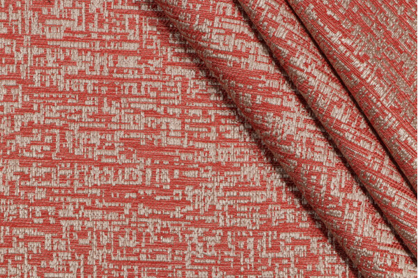Bamboo Woven Upholstery Fabric in Coral