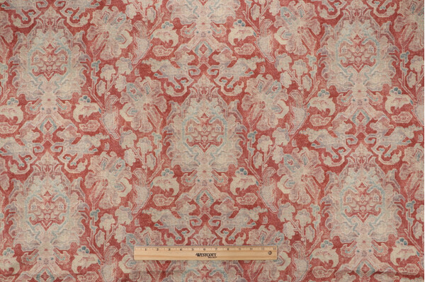 Waverly Carpet Bag Printed Cotton Blend Drapery Fabric in Pomegranate