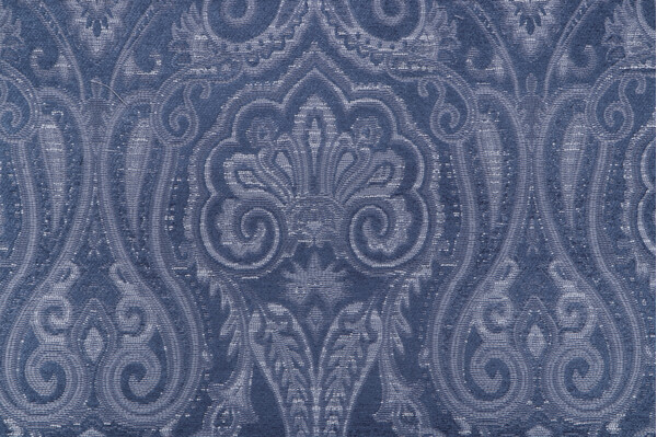 Waverly Clubroom Paisley Woven Chenille Upholstery Fabric in Prussian