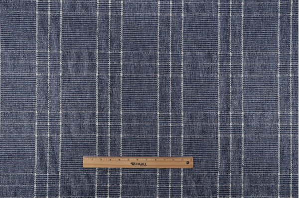 Waverly Borderline Woven Chenille Upholstery Fabric in Chambray