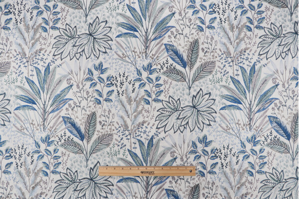 Click for 1 Yards PK Lifestyles Amazonia Embroidered Drapery Fabric in Lagoon PK Lifestyles Amazonia Embroidered Drapery Fabric in Lagoon