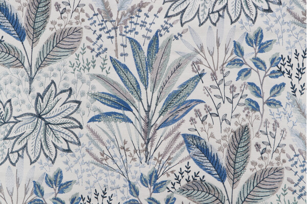 Click for 1 Yards PK Lifestyles Amazonia Embroidered Drapery Fabric in Lagoon PK Lifestyles Amazonia Embroidered Drapery Fabric in Lagoon