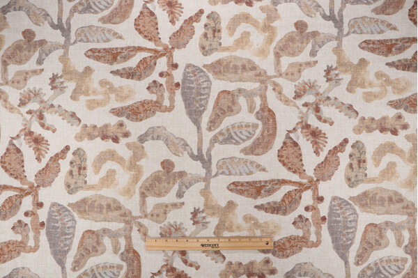 PK Lifestyles Coriolis Printed Cotton Drapery Fabric in Dune