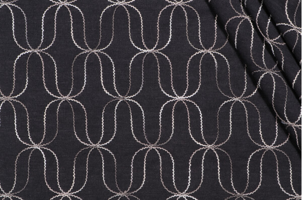 Novogratz Acoustic Embroidered Drapery Fabric in Onyx