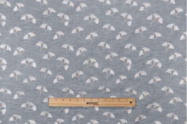 PK Lifestyles Whispering Leaf Embroidered Drapery Fabric in Chambray