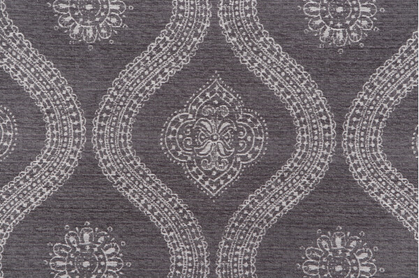 Covington Lucca Woven Chenille Damask Upholstery Fabric in 920-Heather Grey 