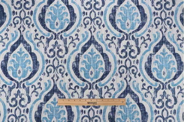 Sample of Covington Alahambra Printed Cotton Drapery Fabric in 54-Sapphire 