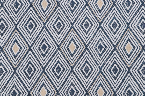 Sample of Hilary Farr Sew Fab Printed & Embroidered Drapery Fabric in 526-Batik Blue for Covington 