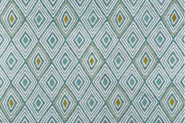 Sample of Hilary Farr Sew Fab Printed & Embroidered Drapery Fabric in 542-Caribe for Covington 