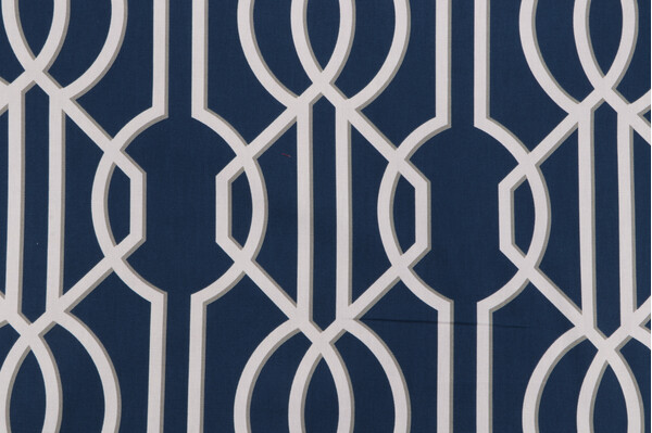 Magnolia Home Deco Printed Cotton Drapery Fabric in Navy 