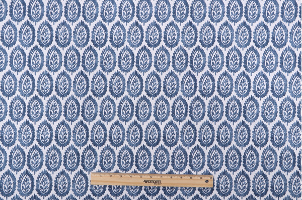 Premier Prints Lynn-Slub Linen White Printed Drapery Fabric in Bermuda