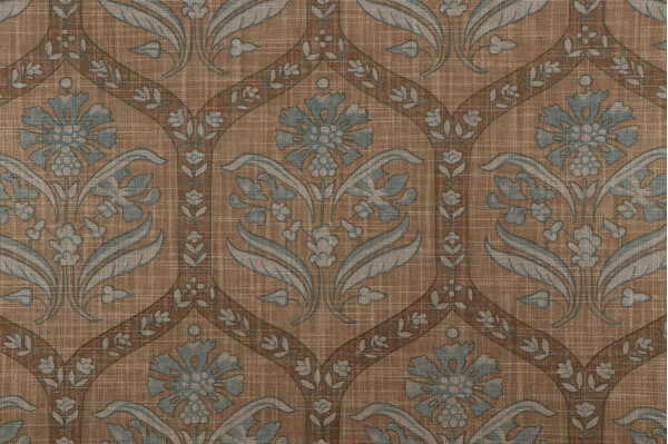 Thibaut Caton F94125 Printed Cotton Muslin Drapery Fabric in Teal & Tobacco
