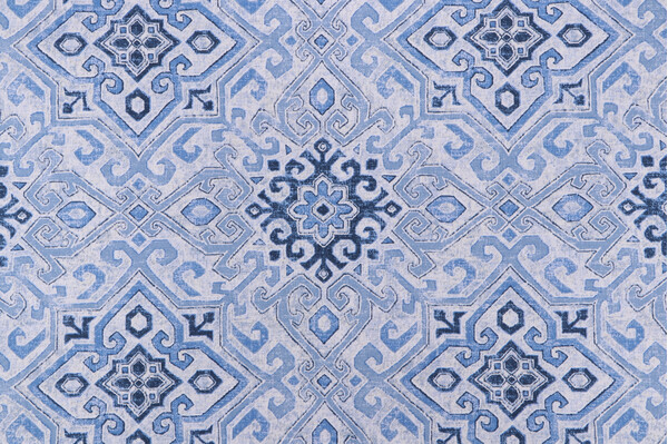 Covington Becca Printed Cotton Drapery Fabric in 51-Denim