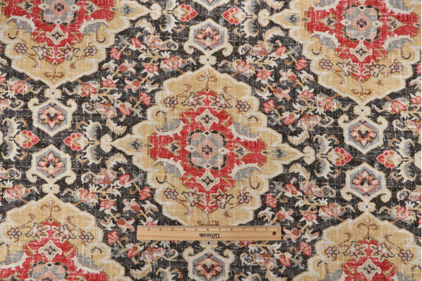 Sample of Covington Jaipur Printed Linen Blend Drapery Fabric in 912-Kohl 