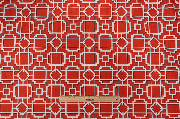 Covington Makura Printed Cotton Drapery Fabric in 318-Persimmon 
