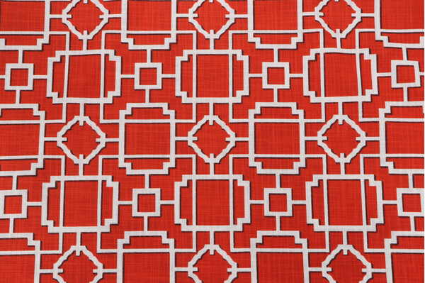 Covington Makura Printed Cotton Drapery Fabric in 318-Persimmon 