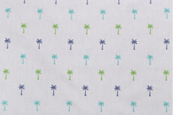 Covington Pindo Palm Embroidered Drapery Fabric in 548-Isle Waters 
