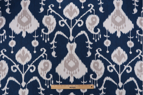 Sample of Magnolia Home Java Printed Cotton Drapery Fabric in Navy 
