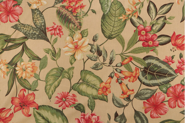 Kingsway Tropical Printed Cotton Drapery Fabric in Sunshine 