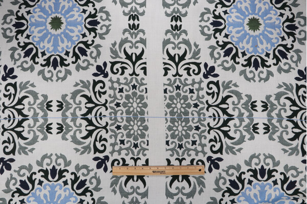 Sunbrella Molto Medallion 304746-0001 Woven Solution Dyed Acrylic Pillow Square Outdoor Fabric in Cornflower 