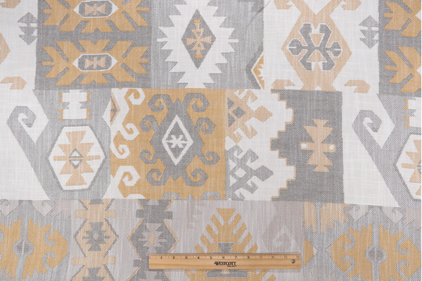 Kilim Woven Solution Dyed Acrylic Outdoor Fabric in Mustard