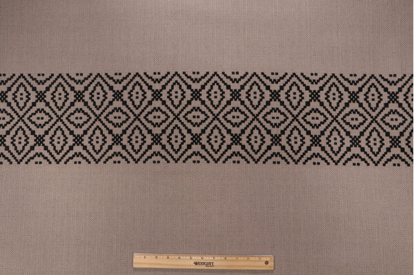 Sunbrella Tribal Stripe 370006-0002 Woven Solution Dyed Acrylic Outdoor Fabric in Flax/Midnight