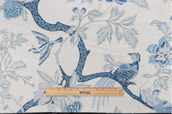 Schumacher Arbre Chinois Table-Printed Linen Drapery Fabric