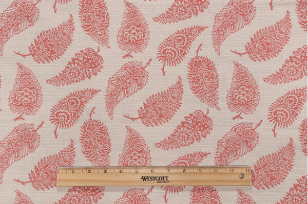 Coco Paisley Woven Upholstery Fabric in Coral
