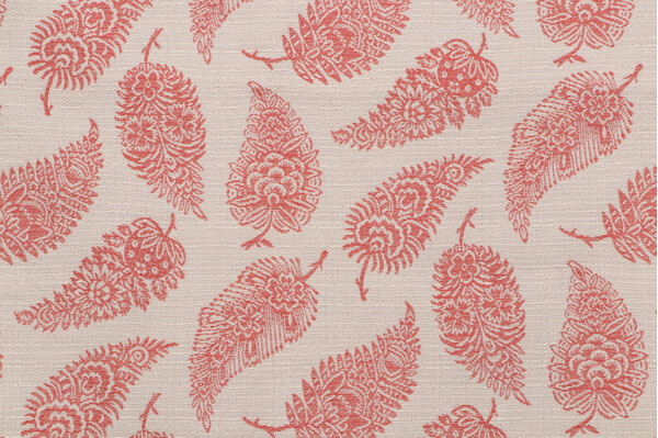 Coco Paisley Woven Upholstery Fabric in Coral