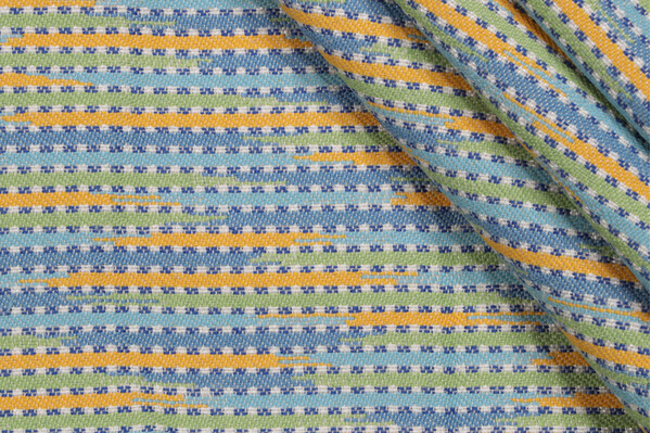 Reggae Stripe Woven Outdoor Fabric in Capri Blue