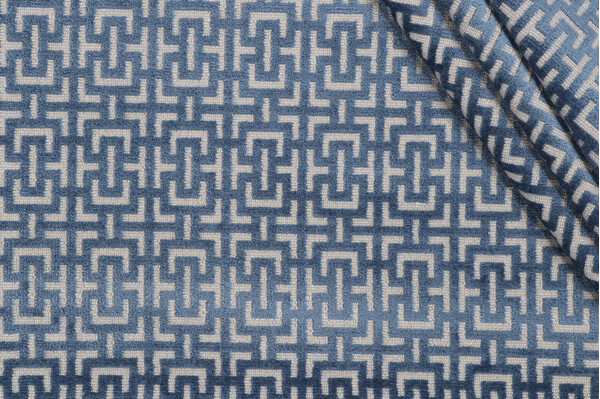 P Kaufmann Power Grid Grospoint Velvet Upholstery Fabric in Marine 