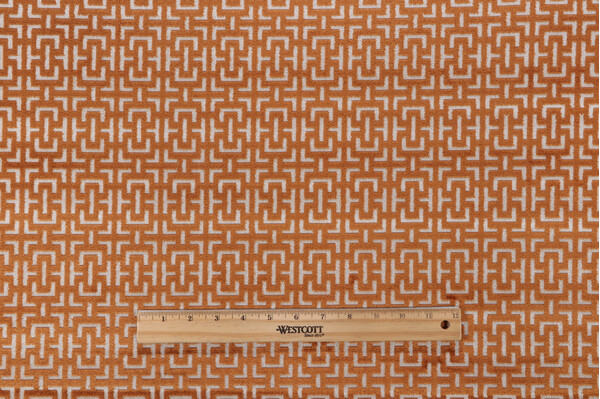 Sample of P Kaufmann Power Grid Grospoint Velvet Upholstery Fabric in Tandoori 